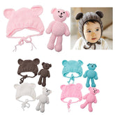 2 Pcs/Set Crochet Hat Bear Photography Props for 0-3 Month Babies Pants-TB00808-Veeddydropshipping